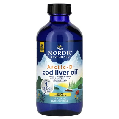 Рыбий жир из печени трески и D3 Nordic Naturals Arctic-D Cod Liver Oil вкус лимона, 237 мл