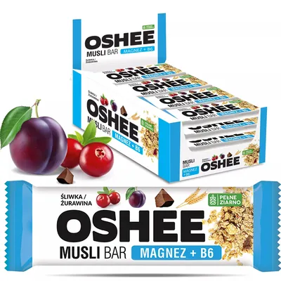 Батончик-мюслі Oshee Musli Bar з магнієм та вітаміном В6, слива та журавлина, 40 г