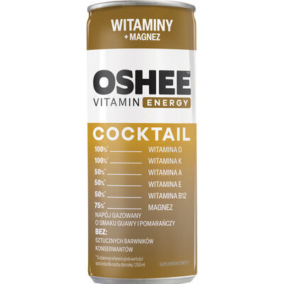 Напій газований Oshee Vitamin Coctail Вітамінний коктейль гуава та апельсин, 250 мл