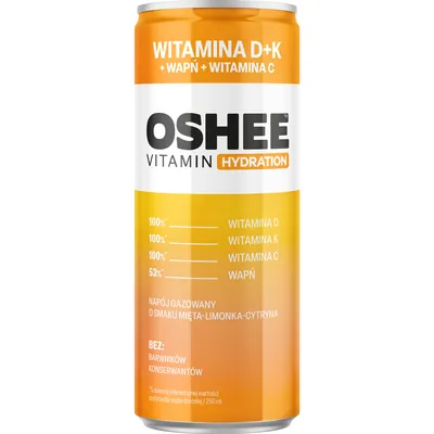 Напій газований Oshee Vitamin Hydration Вітамін D+К+С+кальцій, м'ята, лимон, лайм, 250 мл