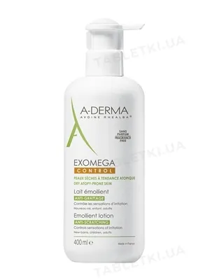 Лосьйон для обличчя і тіла A-Derma Exomega Control пом'якшуючий знімає свербіж, 400 мл