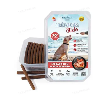 Ласощі для собак Mediterranean Natural IBERICAS Sticks Ham палички з хамоном, 6 штук 350 г