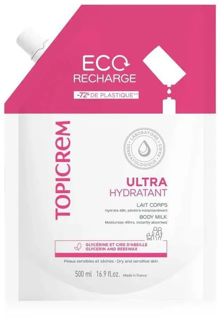 Емульсія для тіла Topicrem Ultra Hydratant Body ультразволожуюча, змінний блок, 500 мл