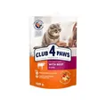 Корм вологий Club 4 Paws для дорослих кішок з Яловичиною в желе Преміум, 100 г