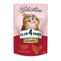 Корм вологий для дорослих кішок Club 4 Paws Selection Преміум зі смужками курки в соусі, 85 г