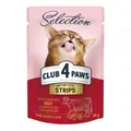 Корм вологий для дорослих кішок Club 4 Paws Selection Преміум із смужками яловичини у крем супі з броколі, 85 г