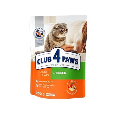 Корм сухий Club 4 Paws для дорослих кішок з Куркою Преміум, 900 г