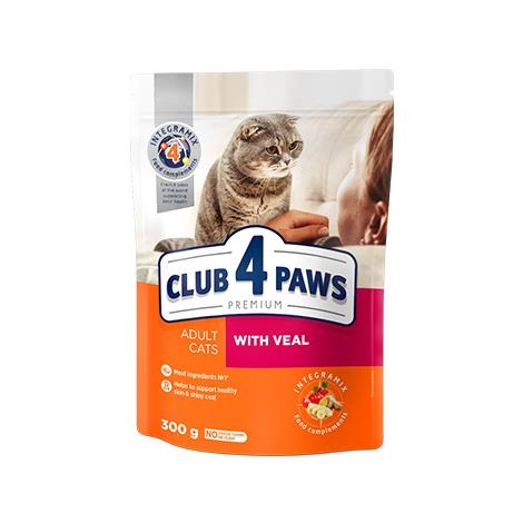 Корм сухой Club 4 Paws для взрослых кошек с Телятиной Премиум, 300 г