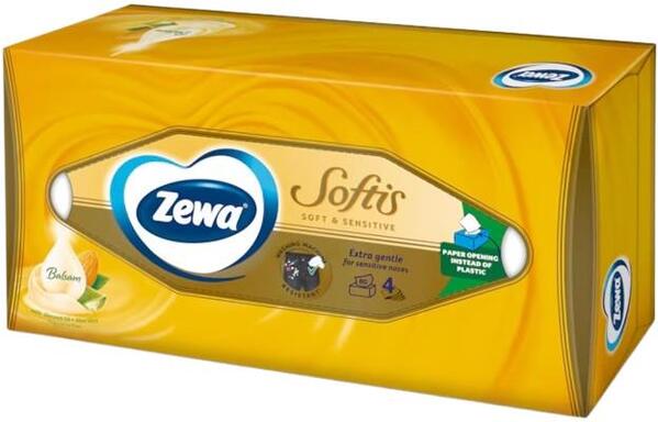Салфетки косметические Zewa Softis Soft & Sensitive 4 слоя, 80 шт