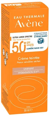 Крем сонцезахисний Avene SPF50+ тональний для сухої чутливої шкіри, 50 мл