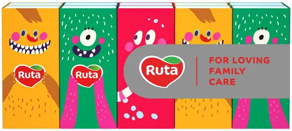 Хусточки паперові Ruta Monsters 3 шари, 10 шт х 10 уп