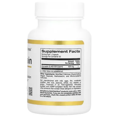 Бромелайн California Gold Nutrition Bromelain 625 мг вег. капсули №30