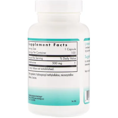 L-метіонін Nutricology L-Methionine, 100 рослинних капсул