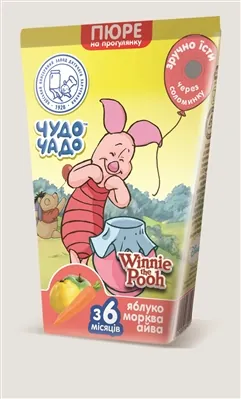 Пюре фруктово-овочеве Чудо-Чадо Winnie Pooh Яблуко-морква-айва з цукром, 135 г