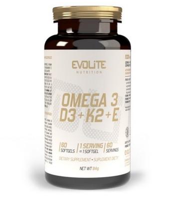 Омега 3 + Д3 + К2 (МК7) + Е Evolite Nutrition Omega 3 + D3 + K2 (MK7) + E, 60 мягких капсул