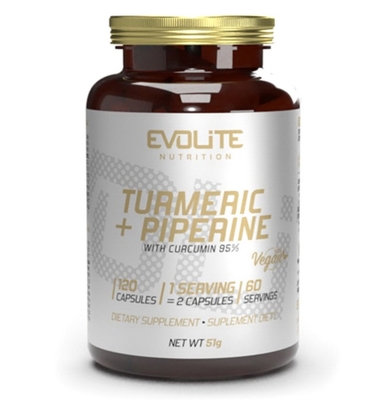 Куркума + Пиперин Evolite Nutrition Turmeric + Piperine, 120 веганских капсул