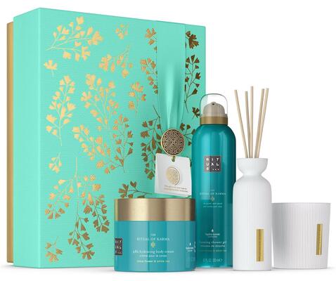 Набор Rituals The Ritual Of Karma Gift Set L (Крем для тела 200 мл + Гель-пена для душа 200 мл + Ароматическая свеча 140 г + Аромадиффузор 70 мл)