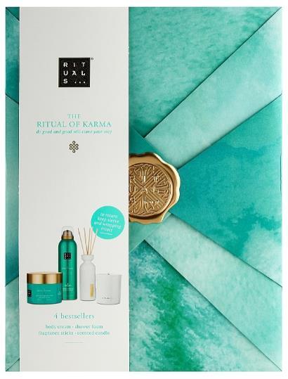 Набор Rituals The Ritual Of Karma Gift Set L (Крем для тела 200 мл + Гель-пена для душа 200 мл + Ароматическая свеча 140 г + Аромадиффузор 70 мл)