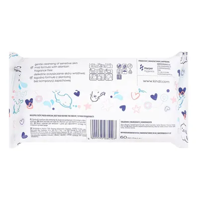Серветки вологі Kindii Pure Water 99% дитячі +20%, 60 шт
