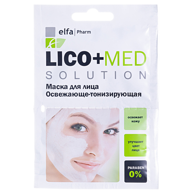 Маска для лица Elfa Pharm Lico+Med освежающе-тонизирующая, 20 мл