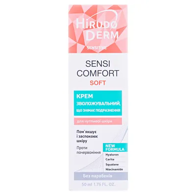 Крем для обличчя Hirudo Derm Sensitive Sensi Comfort Soft зволожуючий знімаючий подразнення, 50 мл