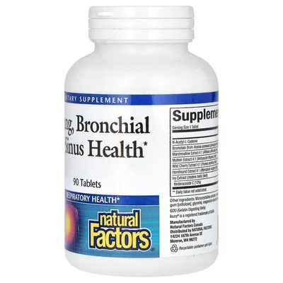 Здоров'я дихальних шляхів Natural Factors Lung Bronchial & Sinus Health, 90 таблеток