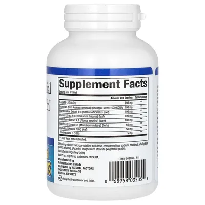 Здоров'я дихальних шляхів Natural Factors Lung Bronchial & Sinus Health, 90 таблеток