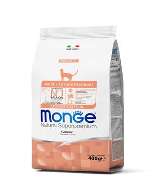 Корм сухой Monge Cat Monoprotein Adult для взрослых кошек всех пород, лосось, 400 г