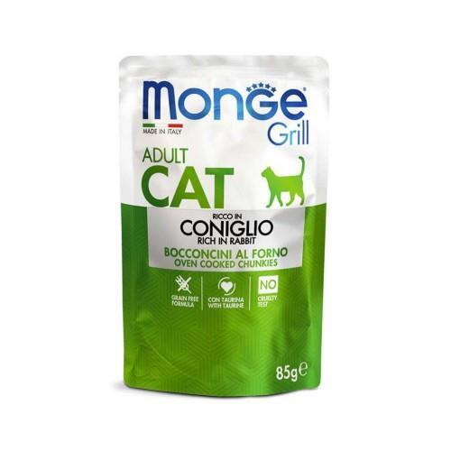 Корм влажный Monge Cat Grill Adult для кошек, кролик (кусочки в желе), 85 г