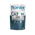 Корм вологий Monge Cat Grill Sterilised для стерилізованих котів, форель (шматочки в желе), 85 г