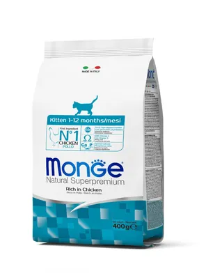 Корм сухий Monge Cat Kitten для кошенят всіх порід, курка та рис, 400 г