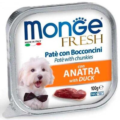Корм влажный Monge Dog Fresh паштет для собак, утка, 100 г