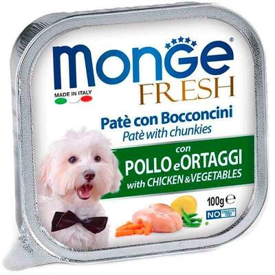 Корм влажный Monge Dog Fresh паштет для собак, курица с овощами, 100 г