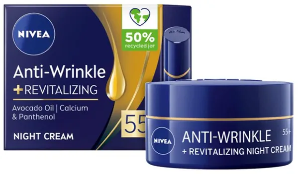 Крем для обличчя Nivea Проти зморшок + ревіталізація 55+ нічний, 50 мл