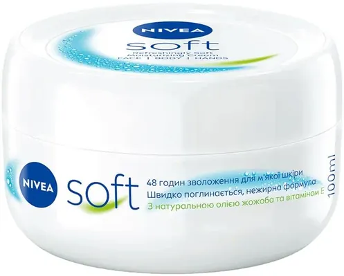 Крем Nivea Soft Інтенсивний зволожуючий для обличчя, рук та тіла (89059), 100 мл