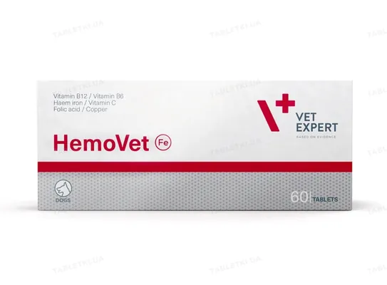 Легкозасвоюване гемове залізо Vet Expert HemoVet для собак, 60 таблеток