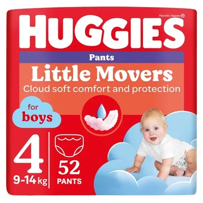 Підгузки-трусики Huggies Pants Little Movers для хлопчиків розмір 4, 9-14 кг, 52 шт