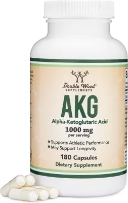 Альфа-кетоглутаровая кислота Double Wood Alpha-Ketoglutaric Acid (AKG) 1000 мг, 180 капсул