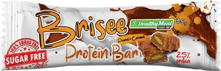 Батончик протеїновий Power Pro Healthy Meal Brisee 25% протеїну, без цукру зі смаком арахісу в карамелі, 35 г