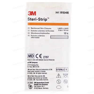 Стрічки для безшовного зведення країв ран 3M Steri-Strip R1546, розмір 6 мм х 100 мм, 1 штука
