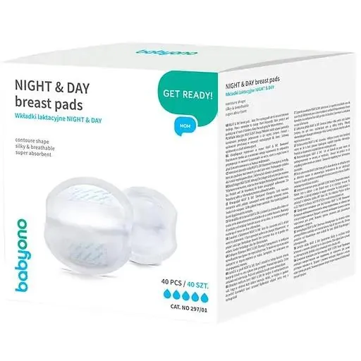 Вкладиші лактаційні BabyOno Night & Day 297,  40 штук