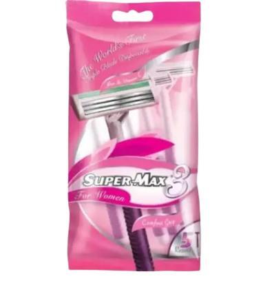 Бритвы Super-max Comfort Grip одноразовые с тремя лезвиями женские, 5 шт