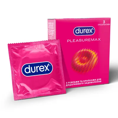 Презервативи латексні Durex Pleasuremax з ребрами і точками, 3 штуки