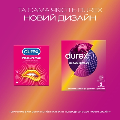 Презервативы латексные Durex Pleasuremax с ребрами и точками, 3 штуки