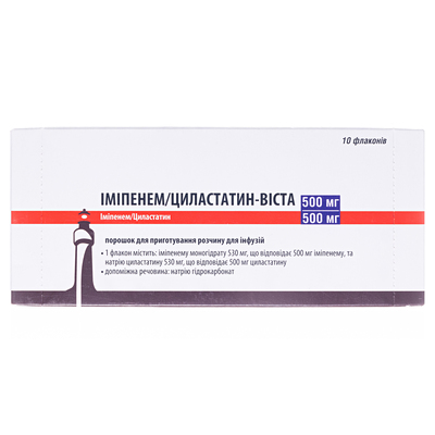 Имипенем/циластатин-Виста порошок д/приг. р-ра д/инф. по 500 мг/500 мг №10 во флак.