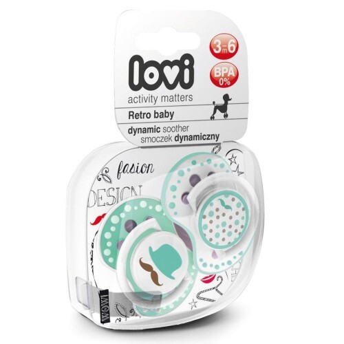Пустушка силіконова Lovi Retro baby динамічна, 22/804boy, 3-6 місяців, 2 шт