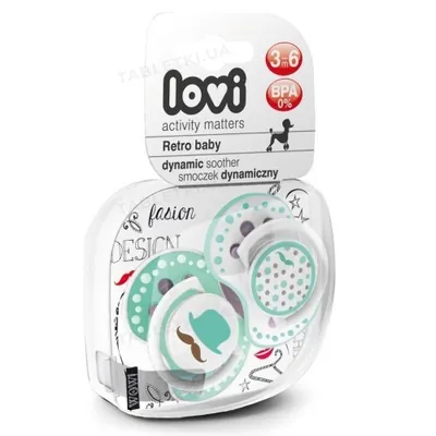 Пустушка силіконова Lovi Retro baby динамічна, 22/804boy, 3-6 місяців, 2 шт