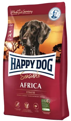 Корм сухий Happy Dog Sensible Africa для дорослих собак при алергіях і харчовій непереносимості зі страусом та картопляними пластівцями, 12,5 кг, 3548