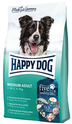 Корм сухой безглютеновый Happy Dog Fit & Well Medium Adult для взрослых собак средних пород до 25 кг, 12,5 кг, 60007