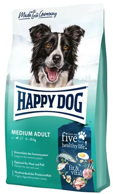 Корм сухий безглютеновий Happy Dog Fit & Well Medium Adult для дорослих собак середніх порід до 25 кг, 4 кг, 60008